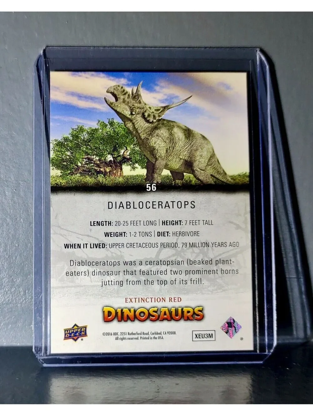 2015 Upper Deck Dinosaurs Diabloceratops Extinction Red Parallel #56 Card